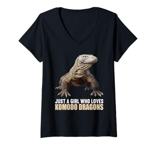 Damen Komodovarane Komodovaran T-Shirt mit V-Ausschnitt von Komodovarane Komodovaran Tier Shop