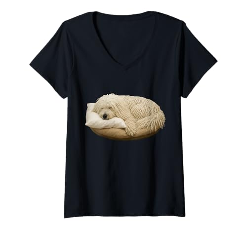 Damen Komondor T-Shirt mit V-Ausschnitt Damen Komondor T-Shirt mit V-Ausschnitt von Komondor Dog