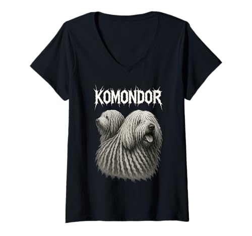Damen Komondor T-Shirt mit V-Ausschnitt Damen Komondor T-Shirt mit V-Ausschnitt von Komondor Dog