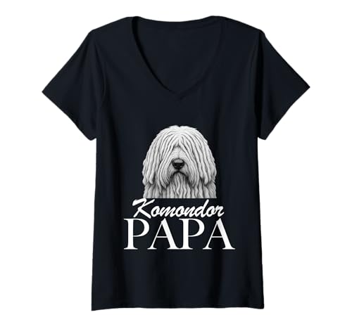 Damen Komondor Papa T-Shirt mit V-Ausschnitt Damen Komondor Papa T-Shirt mit V-Ausschnitt von Komondor Papa