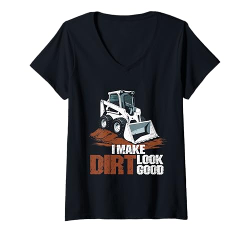 Damen Kompaktlader Skid Steer Operator T-Shirt mit V-Ausschnitt Damen Kompaktlader Skid Steer Operator T-Shirt mit V-Ausschnitt von Kompaktlader Skid Loader Operator