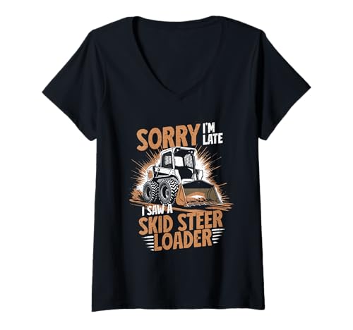 Damen Kompaktlader Skid Steer Operator T-Shirt mit V-Ausschnitt Damen Kompaktlader Skid Steer Operator T-Shirt mit V-Ausschnitt von Kompaktlader Skid Loader Operator