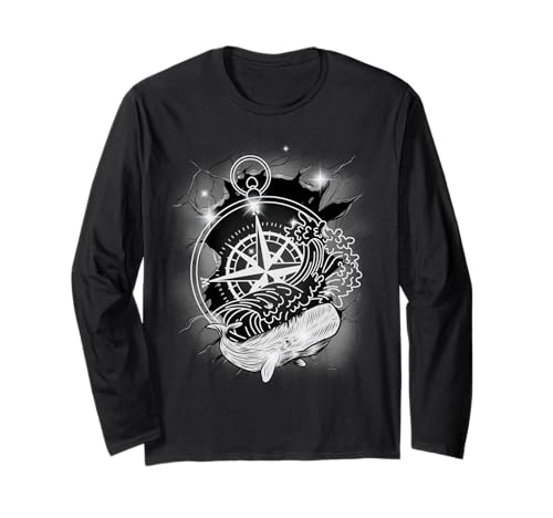 maritim Fisch Fische Wal Walfisch Kompass Kinder Windrose Langarmshirt maritim Fisch Fische Wal Walfisch Kompass Kinder Windrose Langarmshirt von Kompass Richtung Windrose