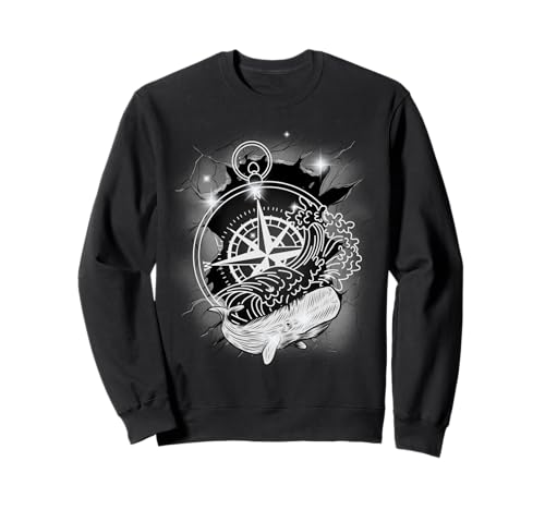 maritim Fisch Fische Wal Walfisch Kompass Kinder Windrose Sweatshirt maritim Fisch Fische Wal Walfisch Kompass Kinder Windrose Sweatshirt von Kompass Richtung Windrose