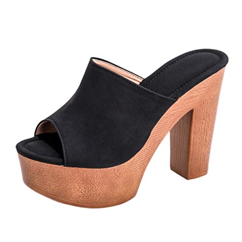 KonJin Damen Sandalen Keilabsatz Hausschuhe Sommerschuhe Plateau Wedge Schuhe Knöchel Schnalle Peep Toe Elegant High Heels Sandaletten von KonJin