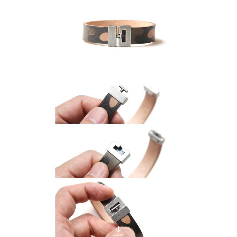 Handgefertigtes Camouflage Lederarmband - Elegant & Haltbar, Mit Knebelschließe von KonceptStudios