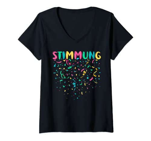 Damen Stimmung Bunte Fasching Karneval Konfetti T-Shirt mit V-Ausschnitt Damen Stimmung Bunte Fasching Karneval Konfetti T-Shirt mit V-Ausschnitt von Konfetti In Bunten Farben Fasching Kostüm Geschenk