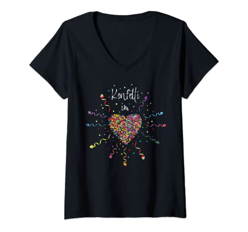 Damen Konfetti im Herzen Karneval Fasching Kostümersatz Kölle Köln T-Shirt mit V-Ausschnitt Damen Konfetti im Herzen Karneval Fasching Kostümersatz Kölle Köln T-Shirt mit V-Ausschnitt von Konfetti Karneval Fasching Kostümersatz Geschenk