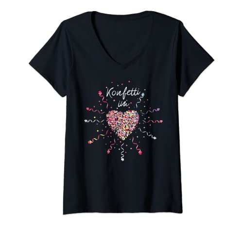 Damen Konfetti im Herz Karneval Fasching Konfetti Kostümersatz T-Shirt mit V-Ausschnitt Damen Konfetti im Herz Karneval Fasching Konfetti Kostümersatz T-Shirt mit V-Ausschnitt von Konfetti im Herz Karneval Fasching Geschenkidee