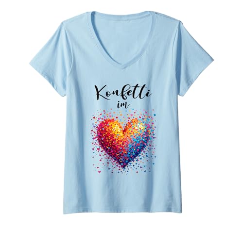 Damen Konfetti im Herzen Karneval Fasching T-Shirt mit V-Ausschnitt Damen Konfetti im Herzen Karneval Fasching T-Shirt mit V-Ausschnitt von Konfetti im Herzen Fasching Kostüme