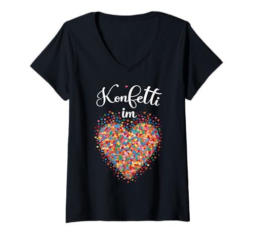 Damen KONFETTI IM HERZEN - KARNEVAL FASCHING FASTELOVEND T-Shirt mit V-Ausschnitt Damen KONFETTI IM HERZEN - KARNEVAL FASCHING FASTELOVEND T-Shirt mit V-Ausschnitt von Konfetti im Herzen Karneval Designs