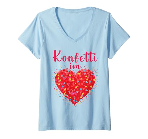 Damen Konfetti im Herzen Karneval Fasching Kostüm Ersatz Lustiges T-Shirt mit V-Ausschnitt Damen Konfetti im Herzen Karneval Fasching Kostüm Ersatz Lustiges T-Shirt mit V-Ausschnitt von Konfetti im Herzen Karneval Fasching Kostüme
