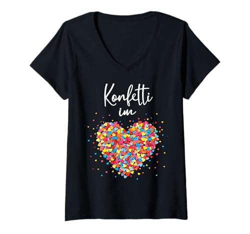 Damen Konfetti im Herzen Karneval Fasching Kostüm T-Shirt mit V-Ausschnitt Damen Konfetti im Herzen Karneval Fasching Kostüm T-Shirt mit V-Ausschnitt von Konfetti im Herzen Karneval Shop
