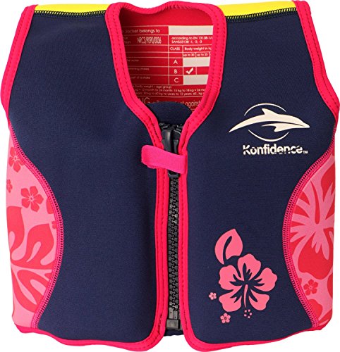 The Original Konfidence Jacket Schwimmlernhilfe für Kinder, Größe:4-5 Jahre, Design:pink/hibiscus von Konfidence