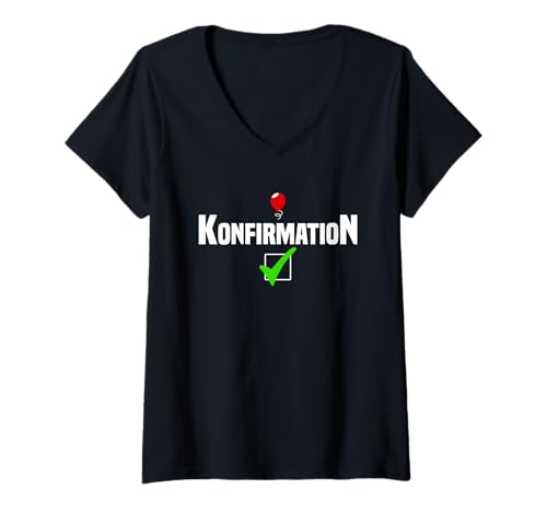 Damen Glückwünsche Lustig Danke Ballon Mitgebsel Konfirmation T-Shirt mit V-Ausschnitt Damen Glückwünsche Lustig Danke Ballon Mitgebsel Konfirmation T-Shirt mit V-Ausschnitt von Konfirmation Gastgeschenke und Mitgebsel