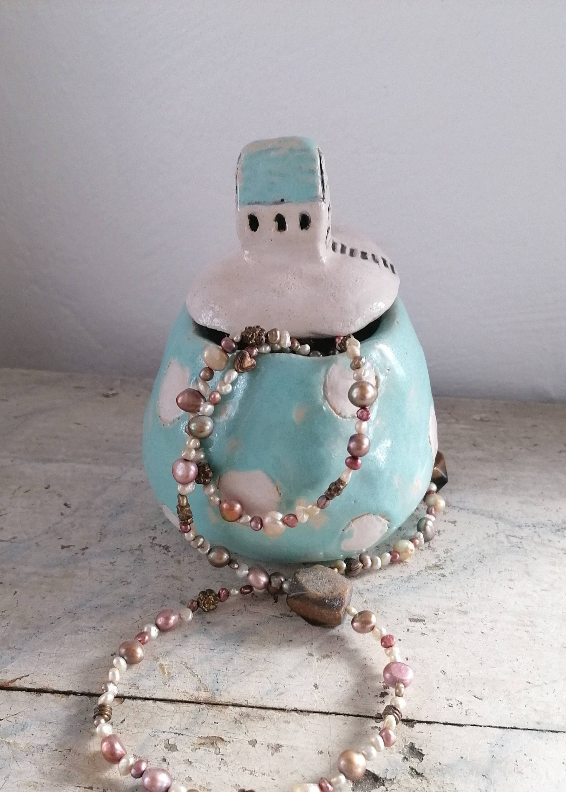 Schmuckdose Keramik Dose Türkis Keramikdose Handmade von KonformArt