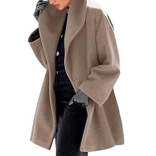 Kongou Damen Trenchcoats - Wintermantel Damenjacke - Trenchcoats mit Reverskragen, übergroßer Mantel, Peacoat mit langen Ärmeln für kaltes Wetter von Kongou