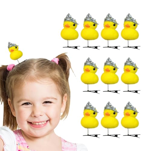 Kongou Enten-Haarspangen,Lustige Enten-Haarnadeln, Plüsch Gelbe Ente Haarnadel, 10 Stück gelbe Enten-Design-Plüsch-Haarnadel-Kollektion für Kinder, Frauen, Mädchen von Kongou