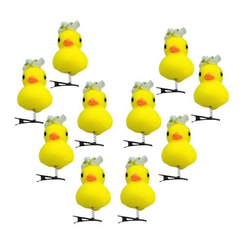 Kongou Enten-Haarspangen,Lustige Enten-Haarnadeln | Ente Plüsch Haarspangen Haarnadelnadeln,10 Stück gelbe Entlein-Haarspange, Haarschmuck für Mädchen, Frauen von Kongou