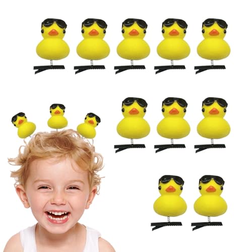 Enten-Haarspangen,Lustige Enten-Haarnadeln | Gelbe Ente Plüsch Haarspangen - 10 Stück Haarnadeln zum Stylen, tragbare Plüsch-Enten-Haarnadel-Kollektion für Kinder und Mädchen von Kongou