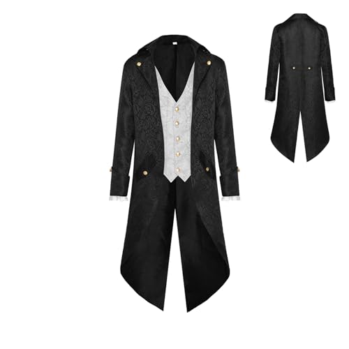 Frack Herren,Viktorianischer Mantel Herren - Gehrock Viktorianischer Frack | Gothic Renaissance Mäntel Cosplay Kostüm Mittelalter für Männer Teenager Frack Herren,Viktorianischer Mantel Herren - Gehrock Viktorianischer Frack | Gothic Renaissance Mäntel Cosplay Kostüm Mittelalter für Männer Teenager von Kongou