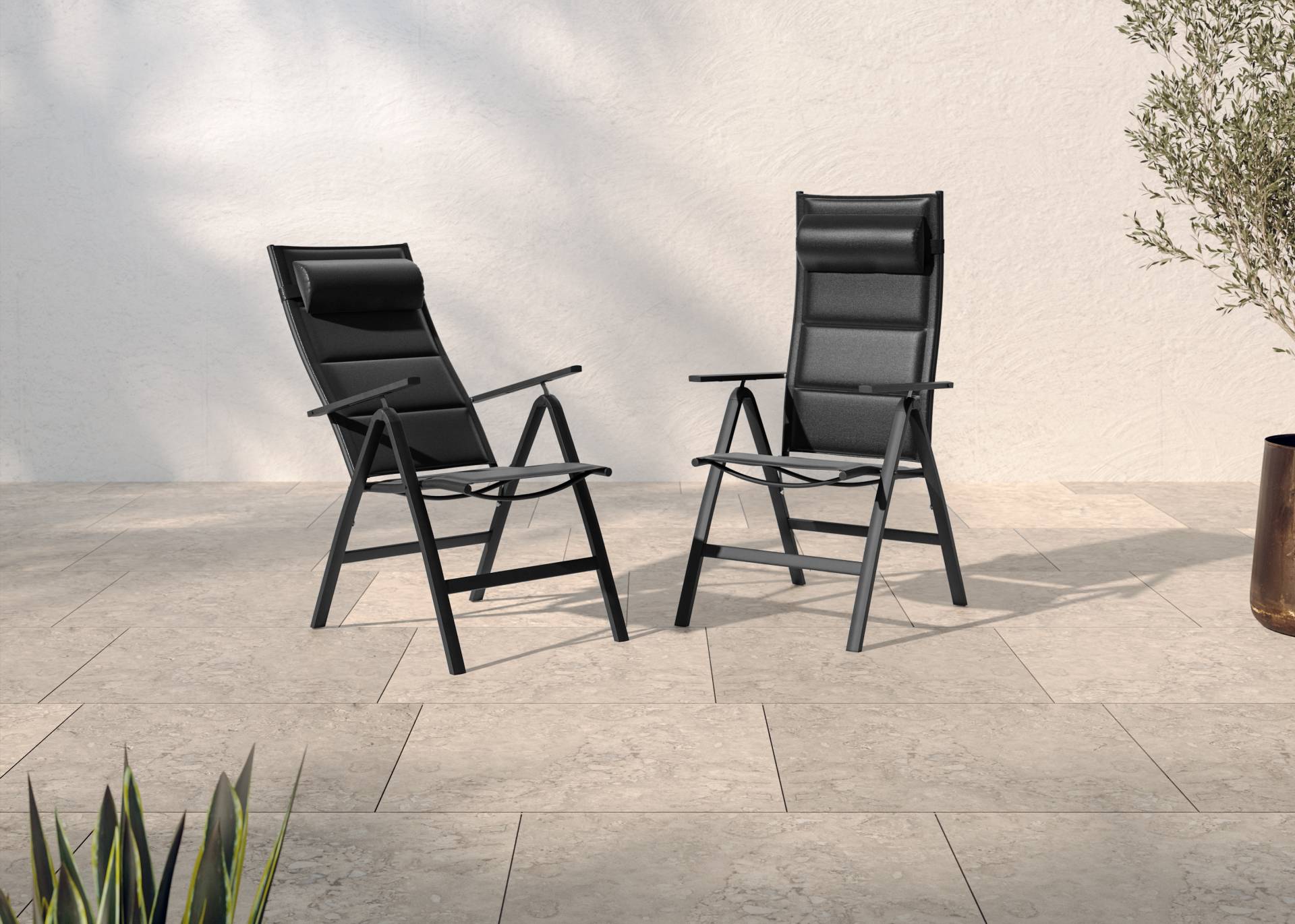 KONIFERA Gartenstuhl "Melbourne" (Set) 2 Stk.klappbar, mit verstellbarer Rückenlehne und komfortablen Kissen von Konifera