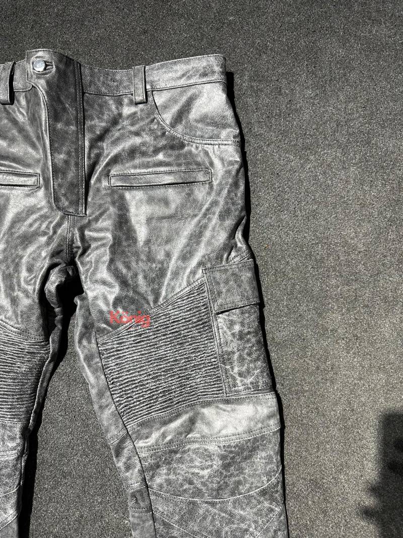 Herren Distressed Graue Lederhose - Echtes Lammleder Stilvolle Hose von KonigLeder