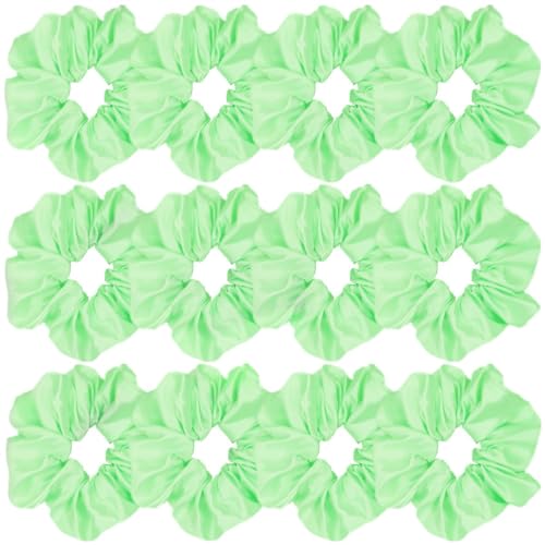12 Stück Satin Silk Hair Scrunchies Soft Hair Ties Fashion Hair Bands Hair Bow Ropes Elastic Bracelet Ponytail Holders Hair Accessories for Women and Girls (11,4 cm, Bright Green) von Sufermoe