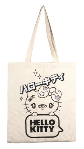 Konix Hello Kitty Tote Bag Tasche mit langen Griffen - 38 x 42 cm - 100% Polyester - Star-Motiv - Weiß Konix Hello Kitty Tote Bag Tasche mit langen Griffen - 38 x 42 cm - 100% Polyester - Star-Motiv - Weiß von Konix