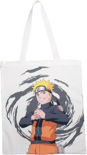 Konix Naruto Shippuden Tote Bag Tasche mit langen Griffen - 38 x 42 cm - 100% Polyester - Naruto-Motiv - Weiß von Konix