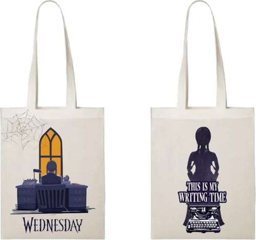 Konix Wednesday Tote Bag mit langen Griffen - 38 x 42 cm - 100% Polyester - Motiv This Is Writing Time - Weiß Konix Wednesday Tote Bag mit langen Griffen - 38 x 42 cm - 100% Polyester - Motiv This Is Writing Time - Weiß von Konix