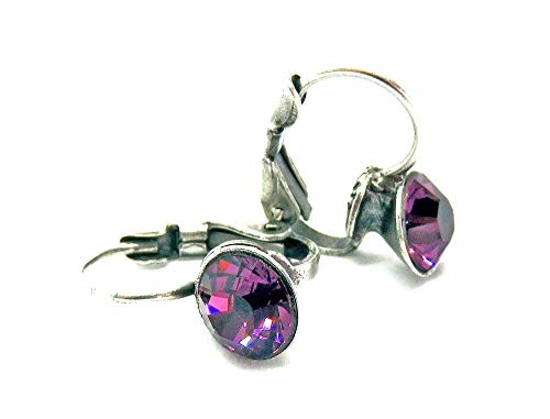 Black Jack Ohrhänger mit Klappverschluss in Amethyst, pink/lila Fassung Silber von Konplott