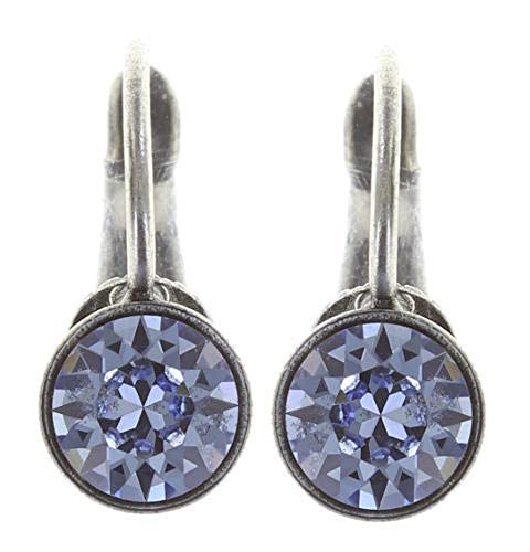 Black Jack Ohrhänger mit Klappverschluss in light sapphire, hellblau Fassung Silber von Konplott