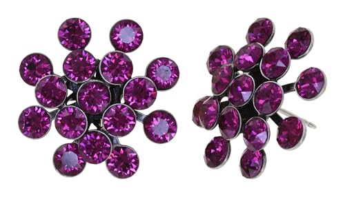 KONPLOTT Magic Fireball Classic Ohrstecker für Damen | Exklusive Designer-Ohrringe mit 32 Swarovski Steinen | Glamouröser Ohrschmuck passend zu jedem Anlass | Handgefertigter Damen-Schmuck | Rosa/Lila von Konplott