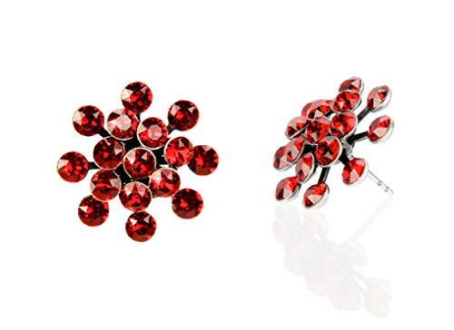 KONPLOTT Magic Fireball Classic Ohrstecker für Damen | Exklusive Designer-Ohrringe mit 32 Swarovski Steinen | Glamouröser Ohrschmuck passend zu jedem Anlass | Handgefertigter Damen-Schmuck | Rot von Konplott