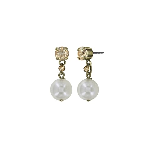 KONPLOTT Ohrstecker Spikes and Pearls beige weiß antik Messing von Konplott