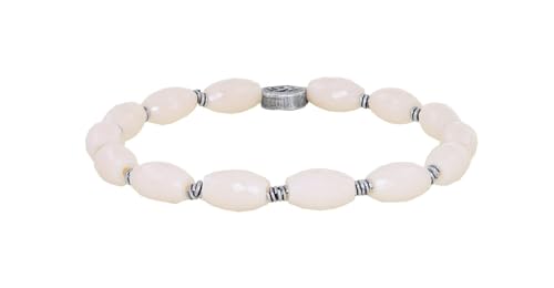 Konplott: Armband Petit Glamour d´Afrique beige-rosa, modisches, flexibles Glasperlen-Armband in rosamilchig-facettiert, für Damen/Frauen von Konplott