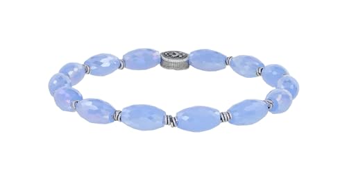 Konplott: Armband Petit Glamour d´Afrique blue; modisches, flexibles Glasperlen-Armband in blau-facettiert, für Damen/Frauen von Konplott