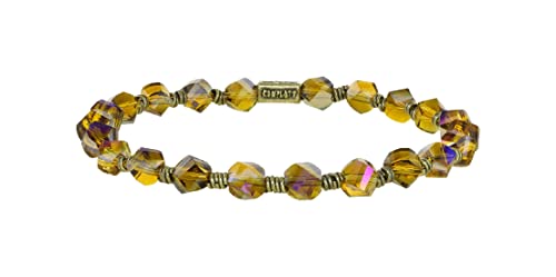 Konplott: Armband Petit Glamour d´Afrique yellow single, edles geschliffenes Kristallarmband in gelbbraun mit Zwischenelementen, für Damen/Frauen von Konplott