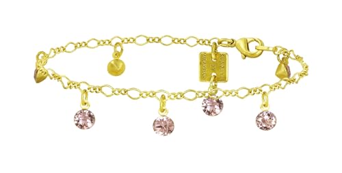 Konplott: Armband Tutui shinny brass, moderne Figaro-Armbändchen mit hängenden Kristallsteinen, für Damen/Frauen (rosa) von Konplott