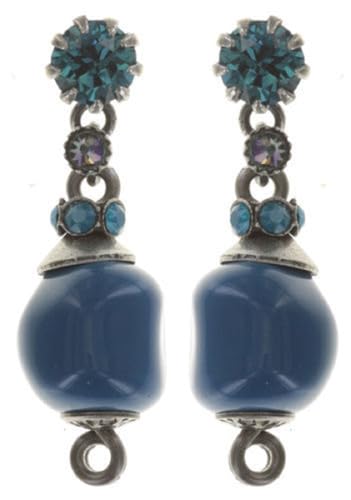 Konplott: Ohrstecker Fiancee blue, spezielle pendelnde Ohrstecker mit blauem Kristall- und Glasstein, für Damen/Frauen von Konplott