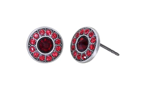 Konplott: Ohrstecker Spell on You red, runde moderne Kristallplättchen-Ohrstecker in rot, für Damen/Frauen von Konplott