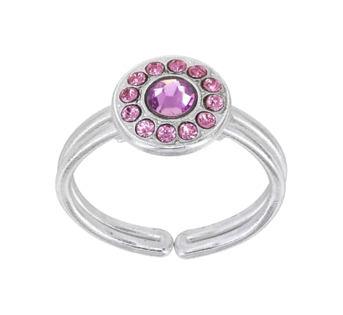Konplott: Ring Spell on You Shinny silver, moderner kleiner Entourage-Ring in hochglänzend und runden Kristallsteinen, für Damen/Frauen (rosa-lila) von Konplott