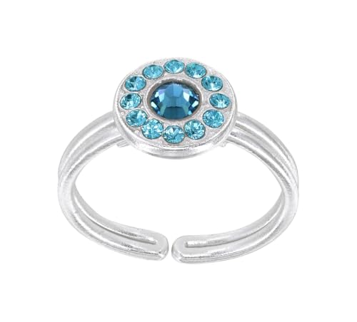Konplott: Ring Spell on You Shinny silver, moderner kleiner Entourage-Ring in hochglänzend und runden Kristallsteinen, für Damen/Frauen (türkis) von Konplott
