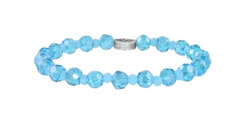 Konplott: bracelet elastic Bead Snake Jelly blue/green, modernes Kristallarmband mit kleinen geschliffenen Kristallkugeln in hellblau, für Damen/Frauen von Konplott