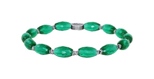 Konplott: flexibles Armband Petit Glamour d´Afrique solo, ovales geschliffenes Glasperlen-Armband, dunkelgrün, für Damen/Frauen von Konplott