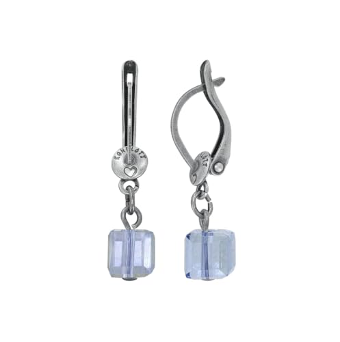 Konplott: pendelnde Ohrringe Cubes, kleine pendelnde Ohrringe mit Kristallwürfel, für Damen/Frauen (hellblau) von Konplott