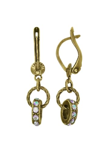 Konplott: pendelnde Ohrringe Rings & Rhythm small, kleine feine Kreisel-Ohrringe mit Kristallsteinen, für Damen/Frauen (messing) von Konplott