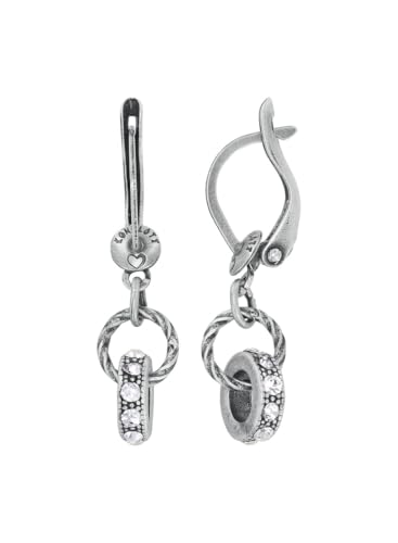 Konplott: pendelnde Ohrringe Rings & Rhythm small, kleine feine Kreisel-Ohrringe mit Kristallsteinen, für Damen/Frauen (silber) von Konplott