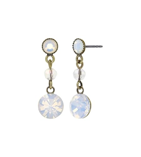 Konplott: pendelnde Ohrstecker Daily Desire white, feine Ohrstecker mit drei Kristallsteinen in rund, für Damen/Frauen von Konplott